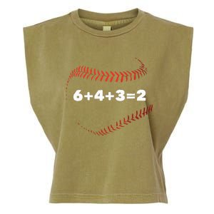 6+4+3=2 Double Play Baseball Player Gift Baseball Saying Garment-Dyed Women's Muscle Tee