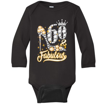 60 & Fabulous 60 Years Old 60th Birthday Diamond Crown Shoes Baby Long Sleeve Bodysuit