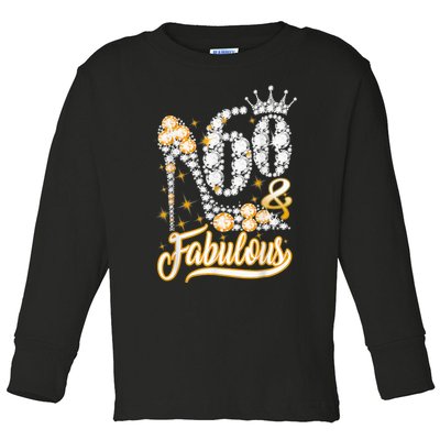 60 & Fabulous 60 Years Old 60th Birthday Diamond Crown Shoes Toddler Long Sleeve Shirt