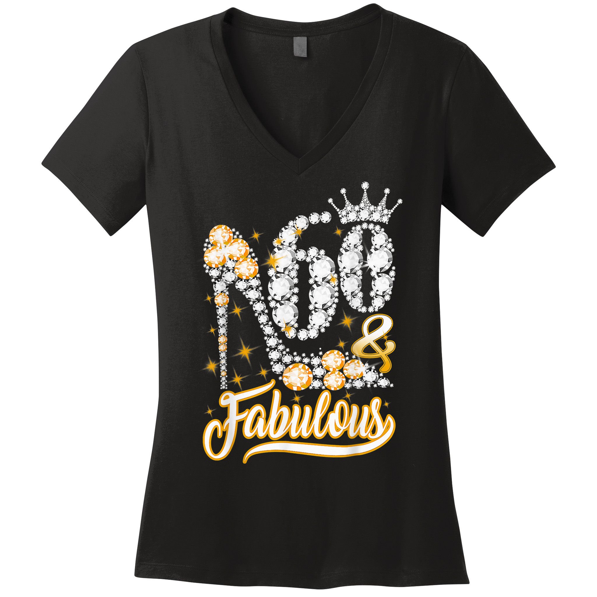 60 & Fabulous 60 Years Old 60th Birthday Diamond Crown Shoes Women's V-Neck T-Shirt