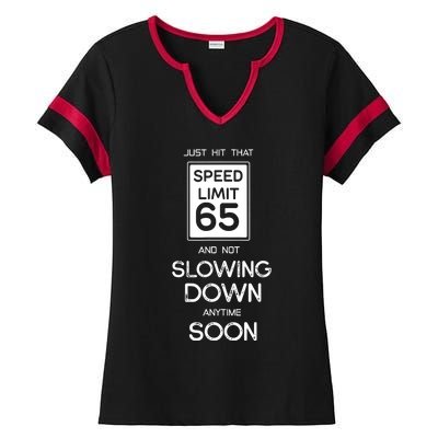 65th Funny Birthday Ladies Halftime Notch Neck Tee