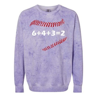 6+4+3=2 Funny Baseball Double Play Colorblast Crewneck Sweatshirt