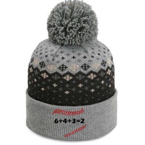 6+4+3=2 Funny Baseball Double Play The Baniff Cuffed Pom Beanie