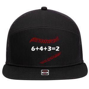 6+4+3=2 Funny Baseball Double Play 7 Panel Mesh Trucker Snapback Hat