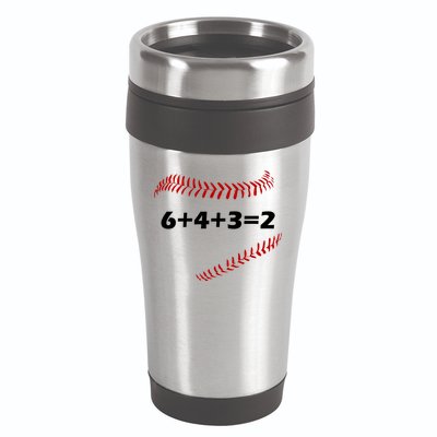 6+4+3=2 Funny Baseball Double Play 16oz Travel Tumbler