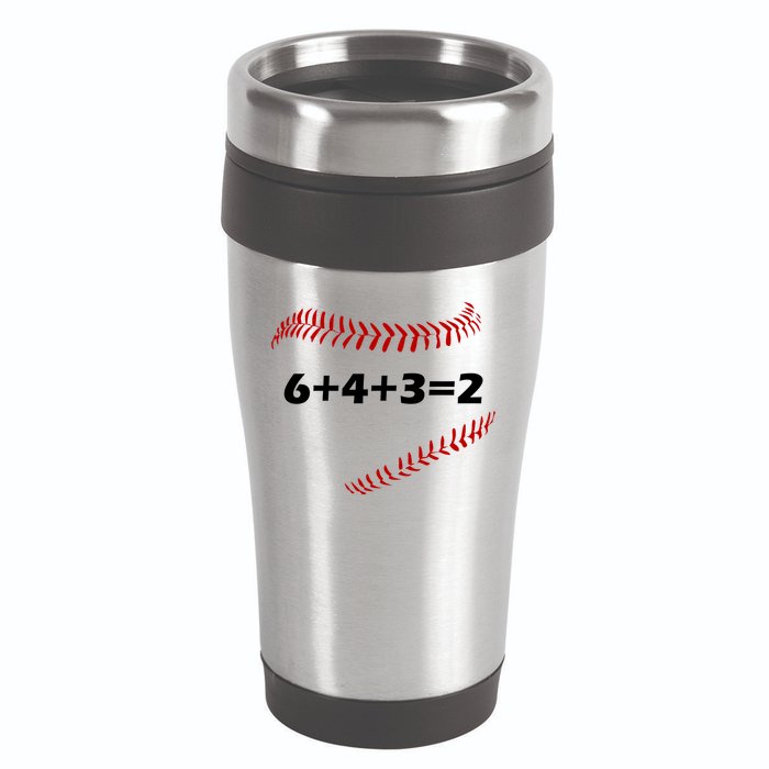6+4+3=2 Funny Baseball Double Play 16oz Travel Tumbler
