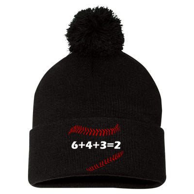 6+4+3=2 Funny Baseball Double Play Pom Pom 12in Knit Beanie