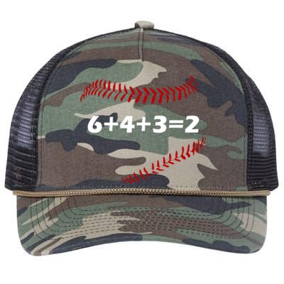 6+4+3=2 Funny Baseball Double Play Retro Rope Trucker Hat Cap