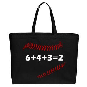 6+4+3=2 Funny Baseball Double Play Cotton Canvas Jumbo Tote