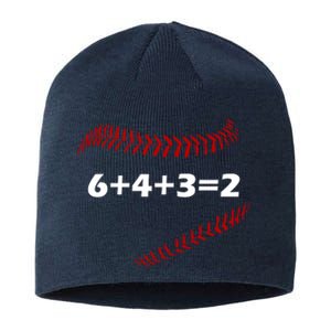 6+4+3=2 Funny Baseball Double Play Sustainable Beanie