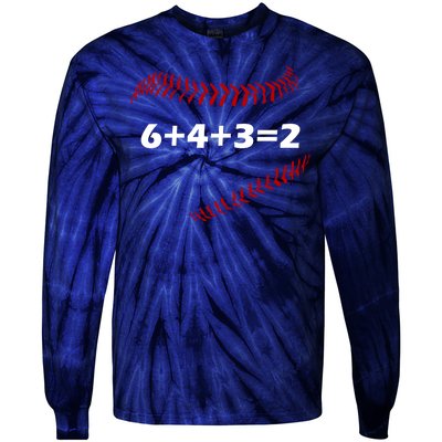 6+4+3=2 Funny Baseball Double Play Tie-Dye Long Sleeve Shirt