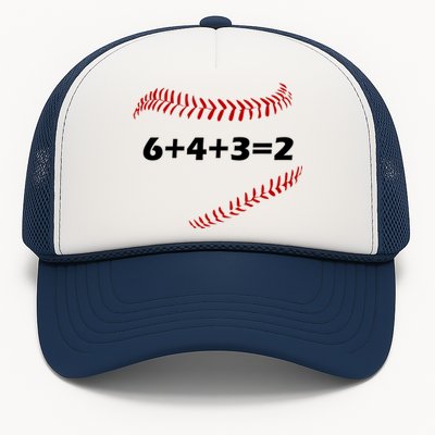 6+4+3=2 Funny Baseball Double Play Trucker Hat