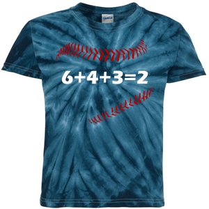 6+4+3=2 Funny Baseball Double Play Kids Tie-Dye T-Shirt