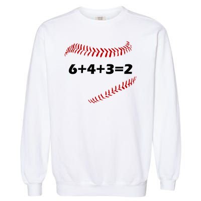 6+4+3=2 Funny Baseball Double Play Garment-Dyed Sweatshirt