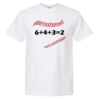 6+4+3=2 Funny Baseball Double Play Garment-Dyed Heavyweight T-Shirt