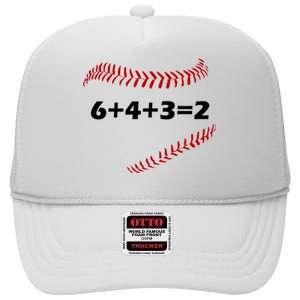 6+4+3=2 Funny Baseball Double Play High Crown Mesh Back Trucker Hat