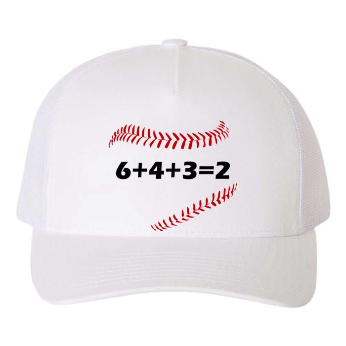 6+4+3=2 Funny Baseball Double Play Yupoong Adult 5-Panel Trucker Hat