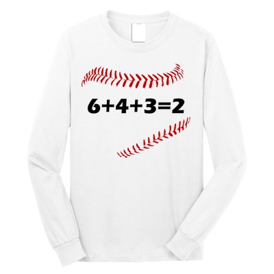 6+4+3=2 Funny Baseball Double Play Long Sleeve Shirt