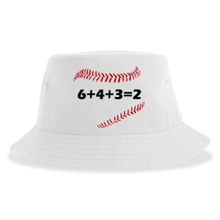 6+4+3=2 Funny Baseball Double Play Sustainable Bucket Hat