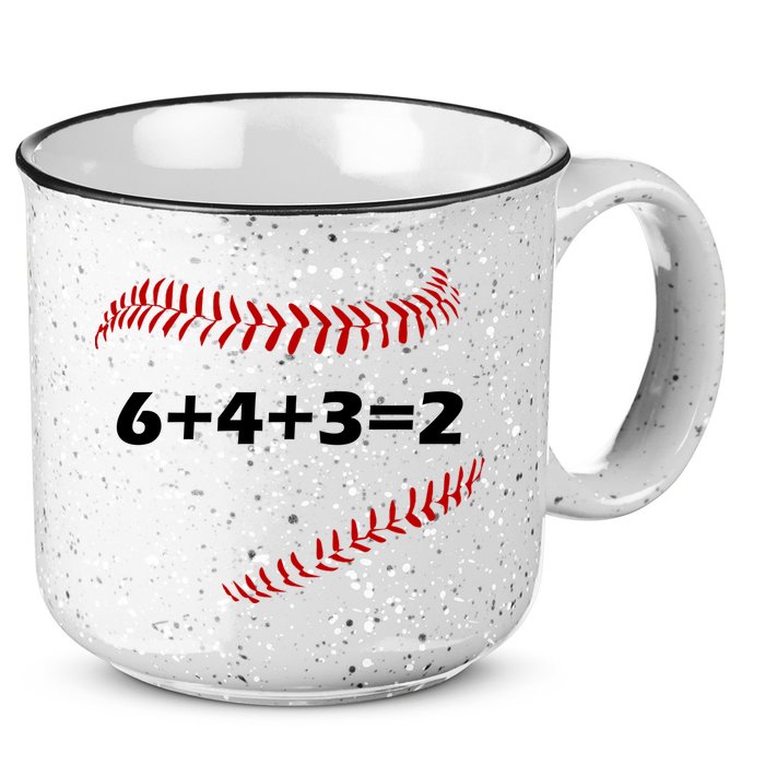 6+4+3=2 Funny Baseball Double Play 15oz Campfire Ceramic Mug