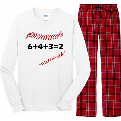 6+4+3=2 Funny Baseball Double Play Long Sleeve Pajama Set