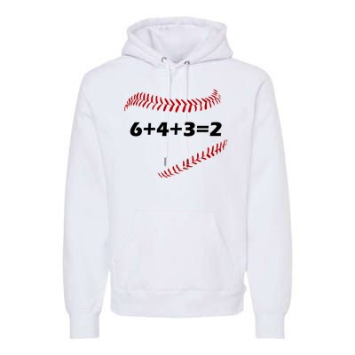 6+4+3=2 Funny Baseball Double Play Premium Hoodie