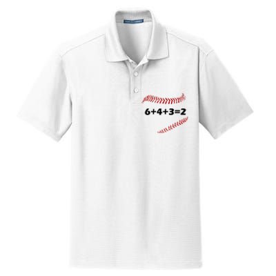 6+4+3=2 Funny Baseball Double Play Dry Zone Grid Polo