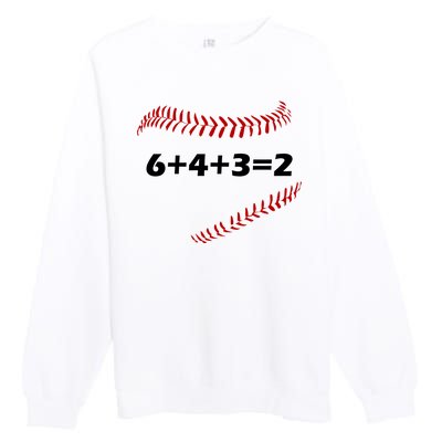 6+4+3=2 Funny Baseball Double Play Premium Crewneck Sweatshirt