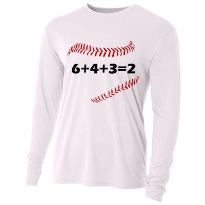 6+4+3=2 Funny Baseball Double Play Cooling Performance Long Sleeve Crew