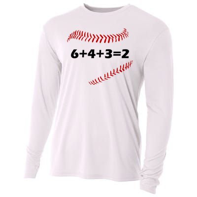 6+4+3=2 Funny Baseball Double Play Cooling Performance Long Sleeve Crew