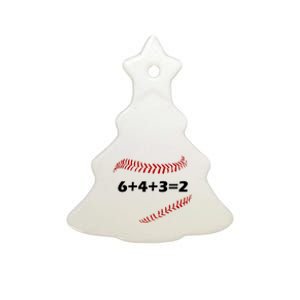 6+4+3=2 Funny Baseball Double Play Ceramic Tree Ornament