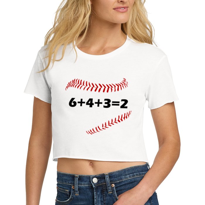 6+4+3=2 Funny Baseball Double Play Crop Top