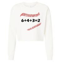 6+4+3=2 Funny Baseball Double Play Cropped Pullover Crew