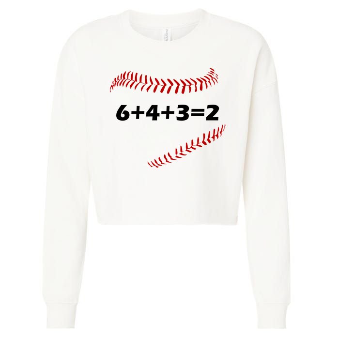 6+4+3=2 Funny Baseball Double Play Cropped Pullover Crew
