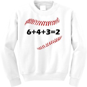 6+4+3=2 Funny Baseball Double Play Kids Sweatshirt