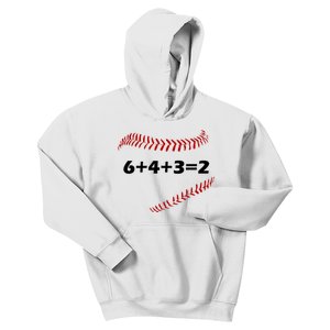 6+4+3=2 Funny Baseball Double Play Kids Hoodie