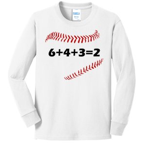 6+4+3=2 Funny Baseball Double Play Kids Long Sleeve Shirt