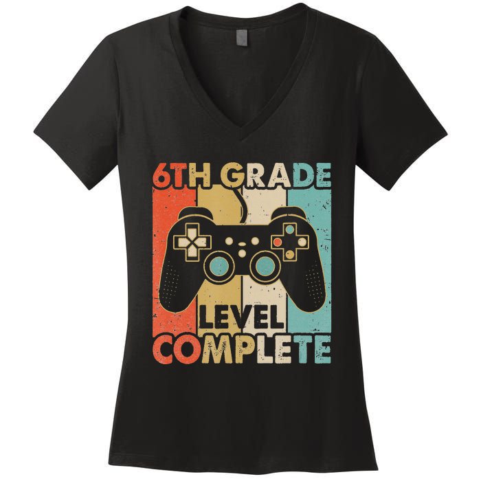 6Th Grade Graduation Level Complete Video Games Women's V-Neck T-Shirt