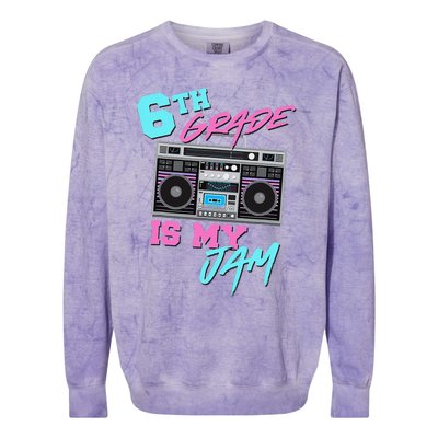 6th Grade Is My Jam Vintage 80s Boombox Last Day Of School Colorblast Crewneck Sweatshirt