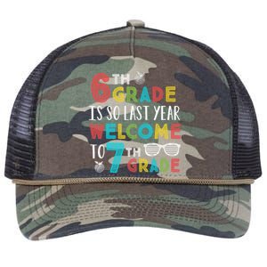 6th Grade Is So Last Year Welcome To 7th Grade Teachers Gift Retro Rope Trucker Hat Cap