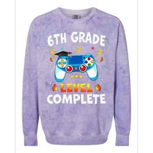 6Th Grade Level Complete School Graduation Video Gamer Colorblast Crewneck Sweatshirt