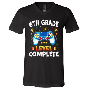 6Th Grade Level Complete School Graduation Video Gamer V-Neck T-Shirt