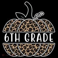 6th Grade Leopard Pumpkin Stripe Pom Pom Beanie