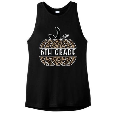 6th Grade Leopard Pumpkin Ladies PosiCharge Tri-Blend Wicking Tank