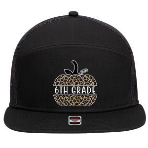 6th Grade Leopard Pumpkin 7 Panel Mesh Trucker Snapback Hat