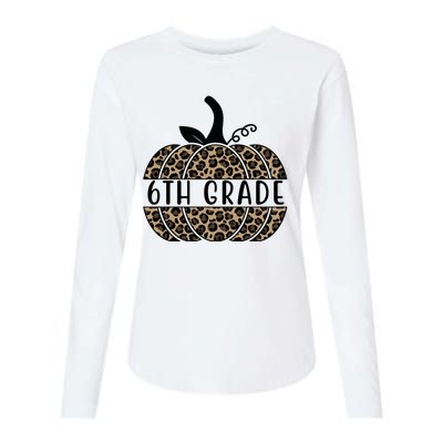 6th Grade Leopard Pumpkin Womens Cotton Relaxed Long Sleeve T-Shirt