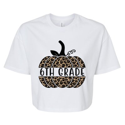 6th Grade Leopard Pumpkin Bella+Canvas Jersey Crop Tee