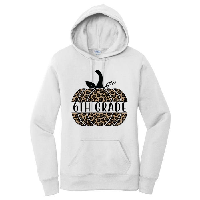 6th Grade Leopard Pumpkin Women's Pullover Hoodie