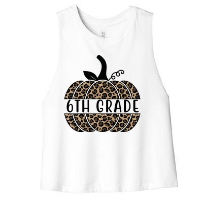 6th Grade Leopard Pumpkin Women's Racerback Cropped Tank