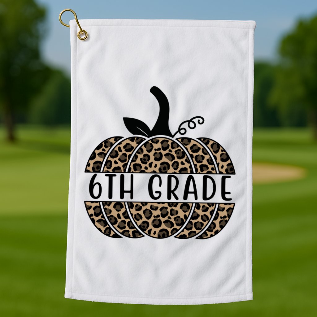 6th Grade Leopard Pumpkin Golf Towel